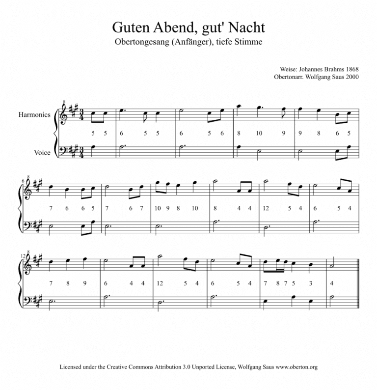 Guten Abend, gut' Nacht Brahms' Wiegenlied Ich liebe Obertongesang Wolfgang Saus Guten Abend, gut' Nacht Brahms' Wiegenlied Ich liebe Obertongesang Wolfgang Saus